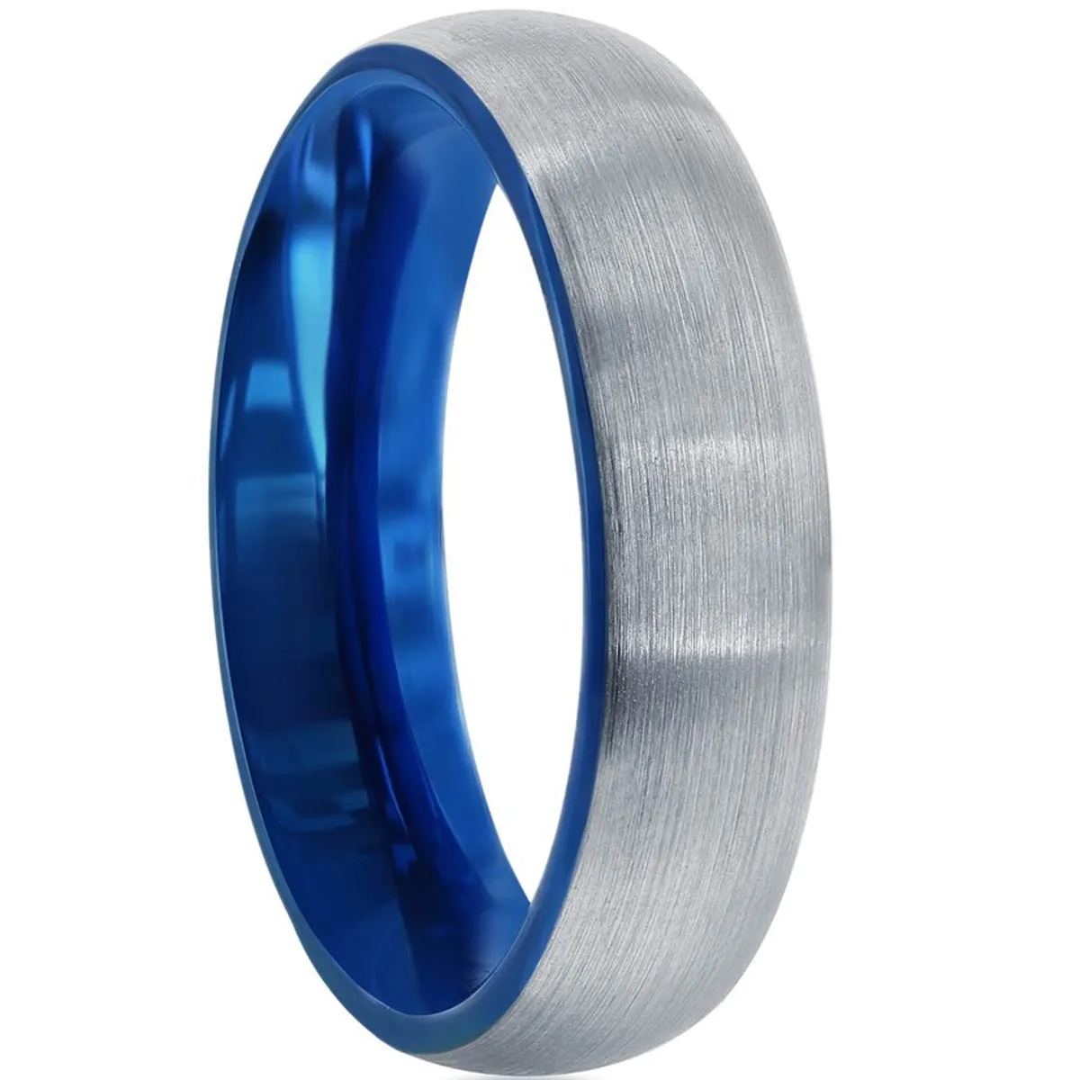 Men's Ring - Blue and Silver Plated 6mm Tungsten, Size 9 | SW-2119-9