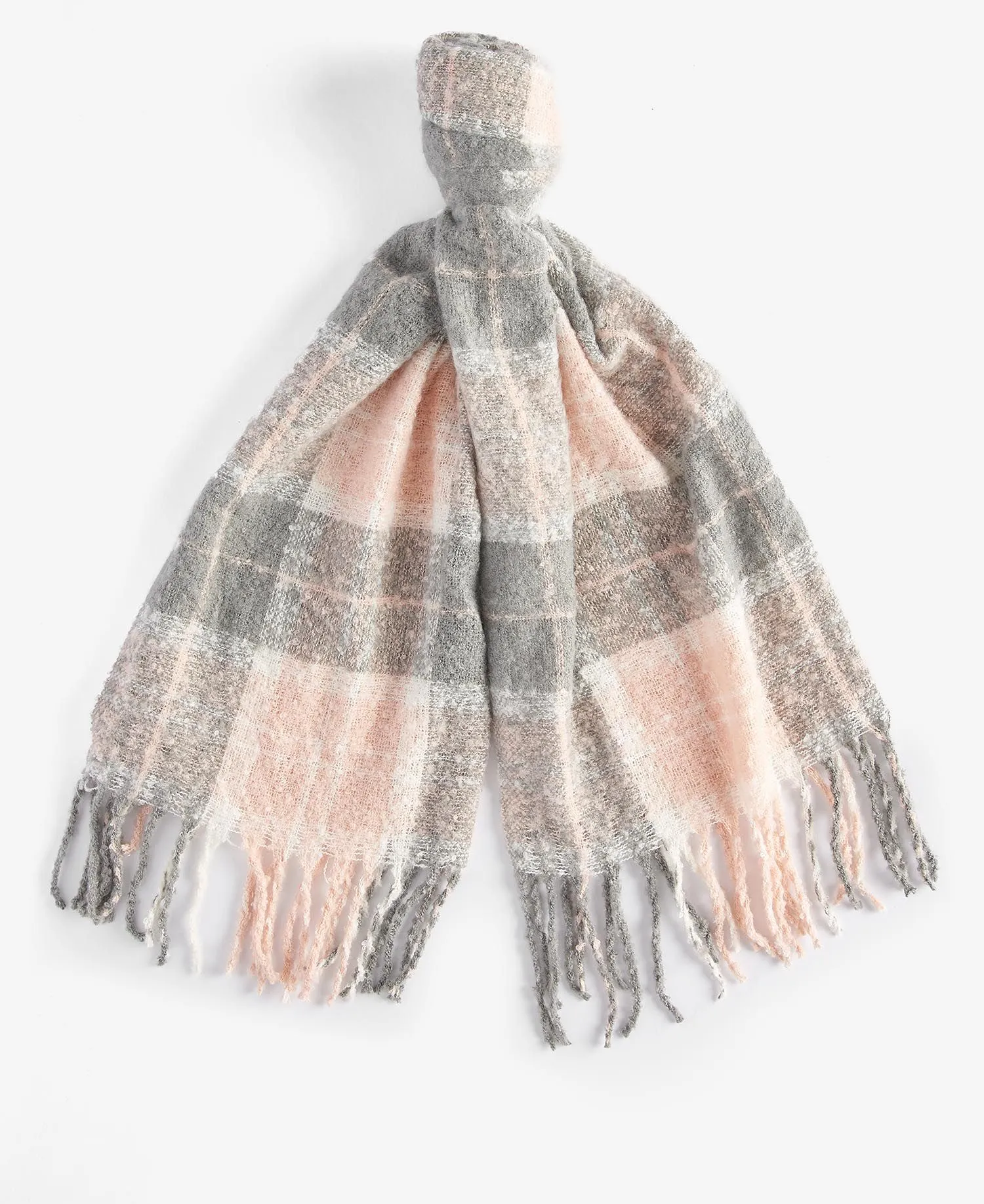 Saltburn Beanie & Tartan Scarf Gift Set Grey Rose